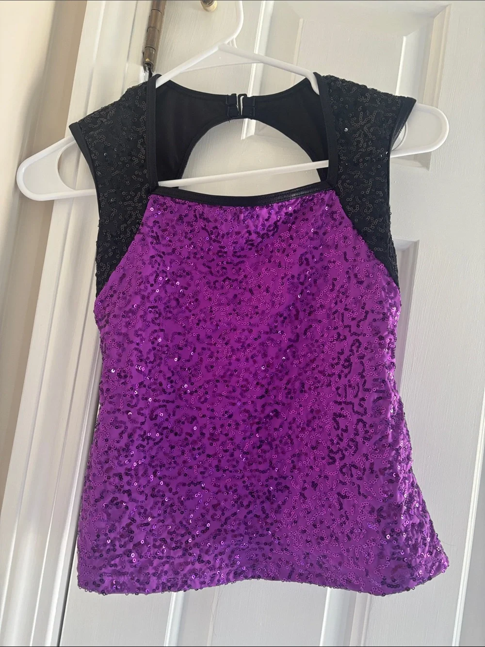 balera Purple and Black Sequin Dance Tank